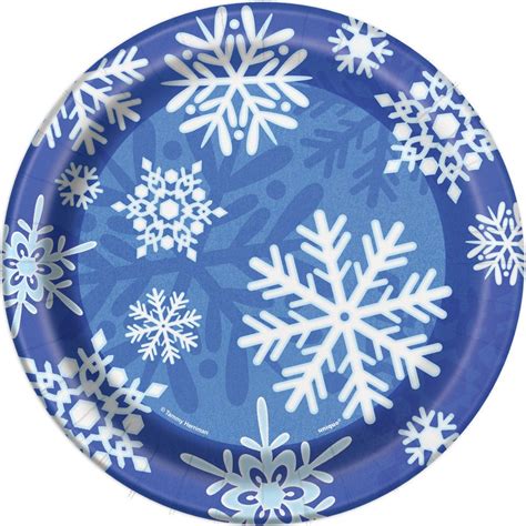 blue christmas paper plates